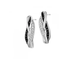 Kolczyki z białego złota z diamentami - 0,04 ct - próba 585