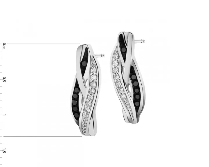 Kolczyki z białego złota z diamentami - 0,04 ct - próba 585