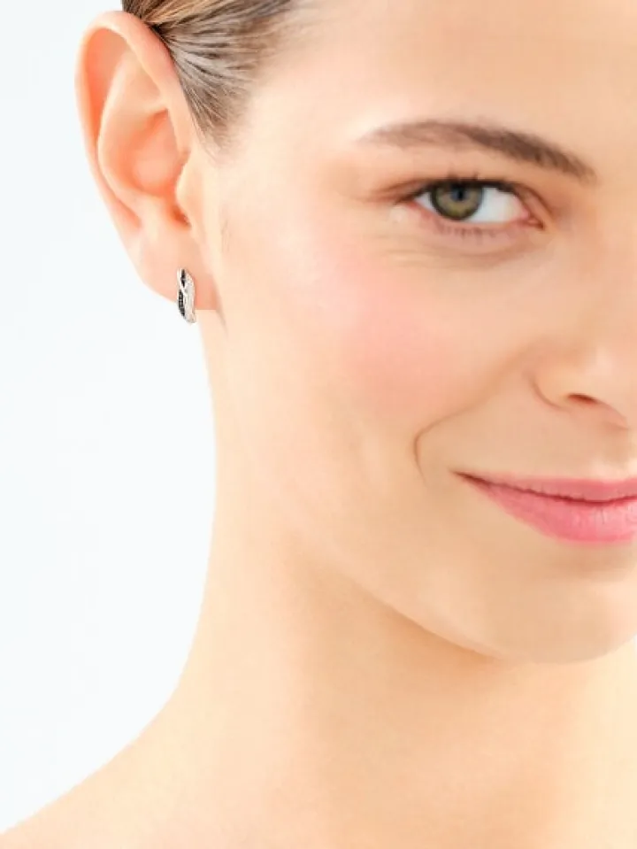 Kolczyki z białego złota z diamentami - 0,04 ct - próba 585