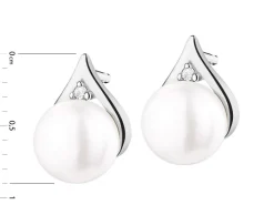 Kolczyki z białego złota z diamentami i perłami - próba 585