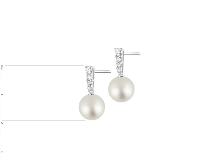 Kolczyki z białego złota z brylantami i perłami South Sea - próba 750