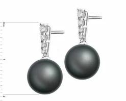 Kolczyki z białego złota z brylantami i perłami Tahiti - próba 750