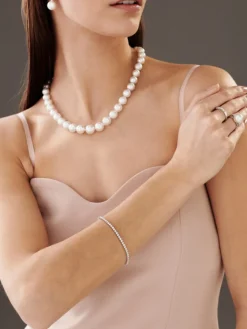 Kolczyki z białego złota z brylantami i perłami South Sea - próba 585