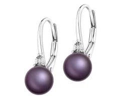 Kolczyki z białego złota z diamentami i perłami - próba 585