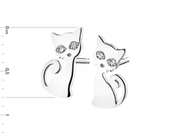 Kolczyki z białego złota z diamentami - koty - 0,01 ct - próba 585