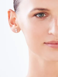 Kolczyki z białego złota z diamentami - koty - 0,01 ct - próba 585