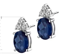 Kolczyki z białego złota z brylantami i szafirami - próba 585