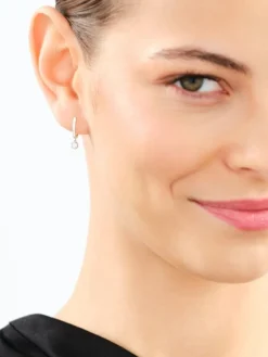 Kolczyki z białego złota z brylantami - 0,05 ct - próba 375