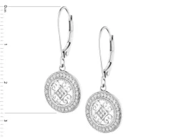 Kolczyki z białego złota z diamentami - rozety - 0,17 ct - próba 585