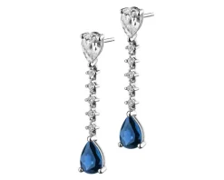 Kolczyki z białego złota z brylantami i szafirami - próba 585