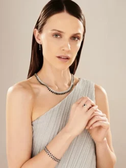 Kolczyki z białego złota z brylantami i szafirami - próba 585