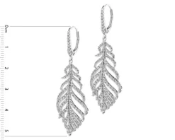 Kolczyki z białego złota z brylantami - piórka - 2,50 ct - próba 750