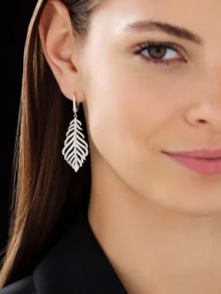 Kolczyki z białego złota z brylantami - piórka - 2,50 ct - próba 750