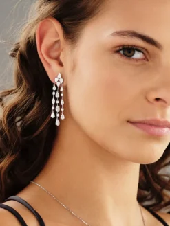 Kolczyki z białego złota z diamentami - 7,25 ct - próba 750