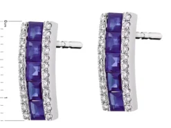 Kolczyki z białego złota z brylantami i szafirami - próba 585