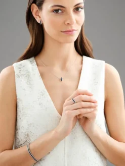 Kolczyki z białego złota z brylantami i szafirami - próba 585