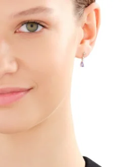 Kolczyki z białego złota z brylantami i tanzanitami - próba 585