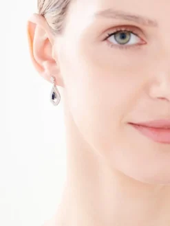 Kolczyki z białego złota z diamentami i szafirami - próba 585