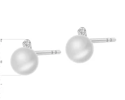 Kolczyki z białego złota z diamentami i perłami - próba 585