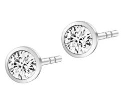 Kolczyki z białego złota z brylantami laboratoryjnymi - 0,30 ct - próba 585