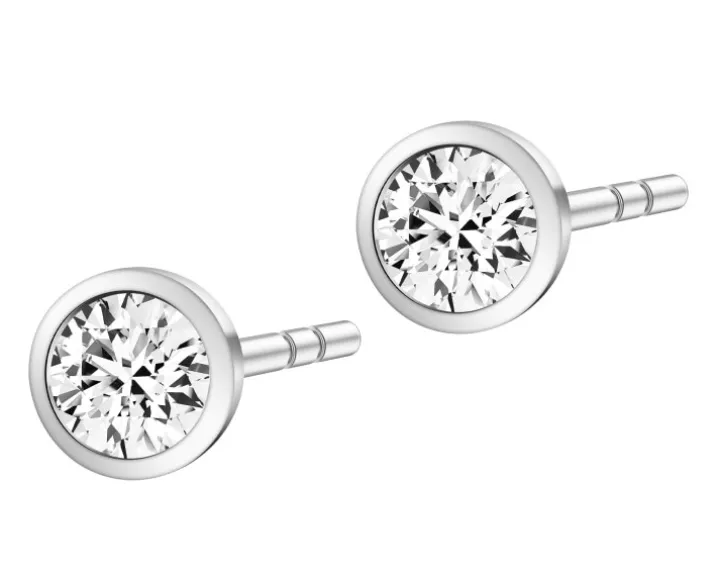 Kolczyki z białego złota z brylantami laboratoryjnymi - 0,30 ct - próba 585