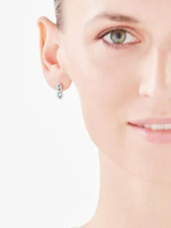 Kolczyki z białego złota z diamentami i topazami London Blue - próba 375