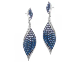 Kolczyki z białego złota z brylantami i szafirami - próba 585