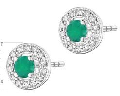 Kolczyki z białego złota z diamentami i szmaragdami - próba 585