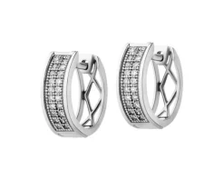 Kolczyki z białego złota z diamentami - koła - 0,14 ct - próba 585