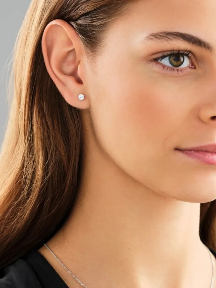 Kolczyki z białego złota z brylantami laboratoryjnymi - 0,50 ct - próba 585