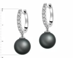 Kolczyki z białego złota z brylantami i perłami Tahiti - próba 750