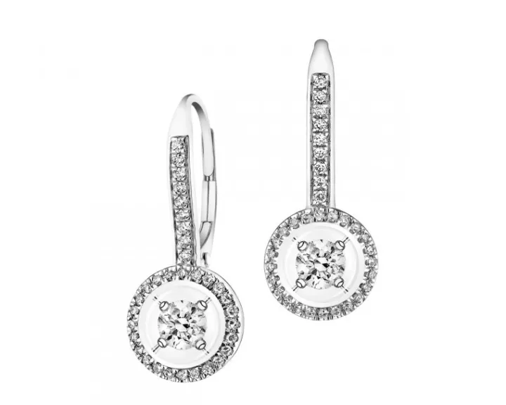 Kolczyki z białego złota z diamentami - 0,33 ct - próba 585