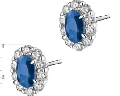 Kolczyki z białego złota z brylantami i szafirami - próba 585