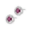 Kolczyki z białego złota z diamentami i rubinami - próba 585