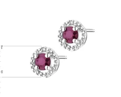 Kolczyki z białego złota z diamentami i rubinami - próba 585