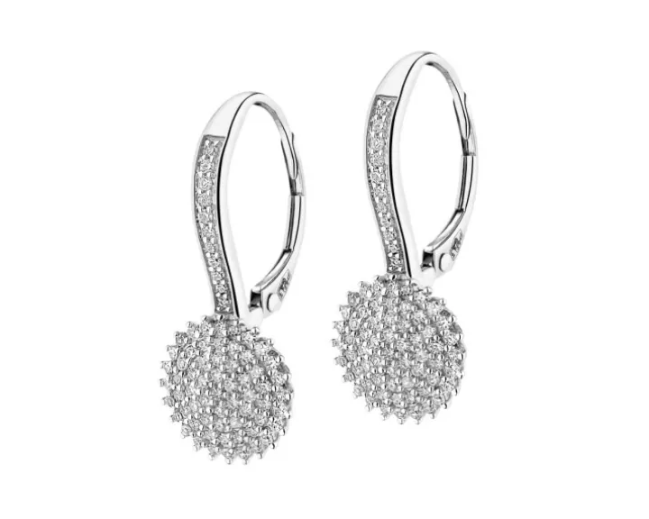 Kolczyki z białego złota z diamentami - 0,38 ct - próba 585