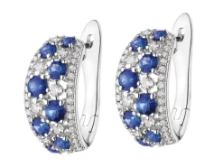 Kolczyki z białego złota z brylantami i szafirami - próba 585