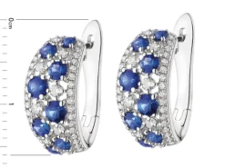 Kolczyki z białego złota z brylantami i szafirami - próba 585