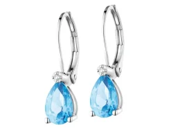 Kolczyki z białego złota z diamentami i topazami - próba 375