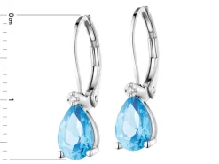 Kolczyki z białego złota z diamentami i topazami - próba 375