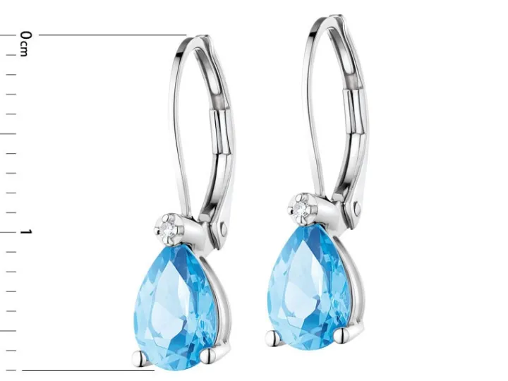 Kolczyki z białego złota z diamentami i topazami - próba 375