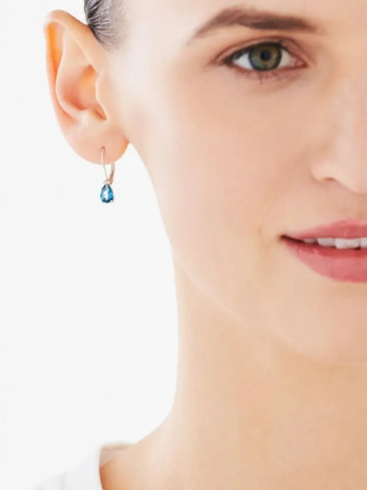 Kolczyki z białego złota z diamentami i topazami - próba 375