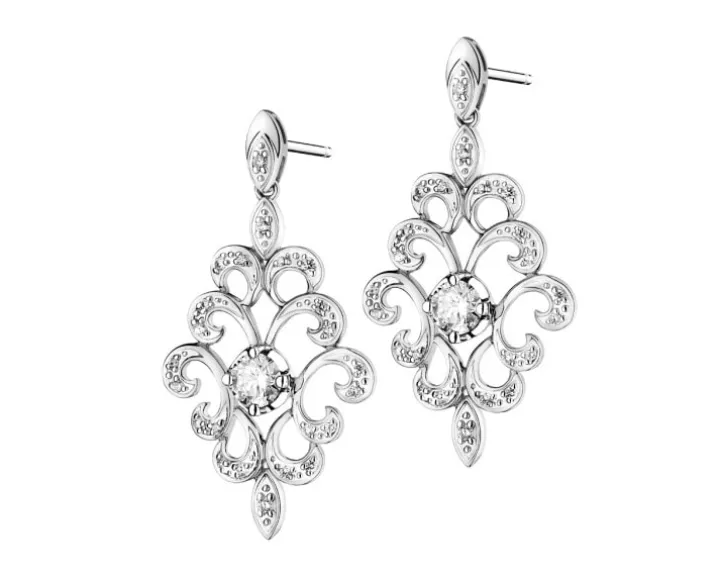 Kolczyki z białego złota z brylantami - 0,70 ct - próba 585