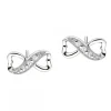 Kolczyki z białego złota z diamentami - serce, nieskończoność - 0,01 ct - próba 375