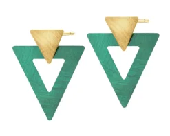 Kolczyki z brązu pozłacane - trójkąty