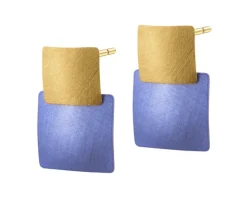 Kolczyki z brązu pozłacane - kwadraty