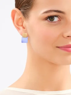 Kolczyki z brązu pozłacane - kwadraty