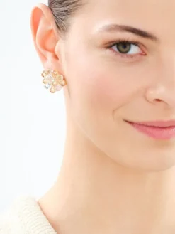 Kolczyki z mosiądzu pozłacane ze szklanymi detalami