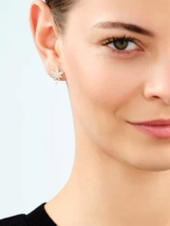 Kolczyki z mosiądzu pozłacane z cyrkoniami - liście