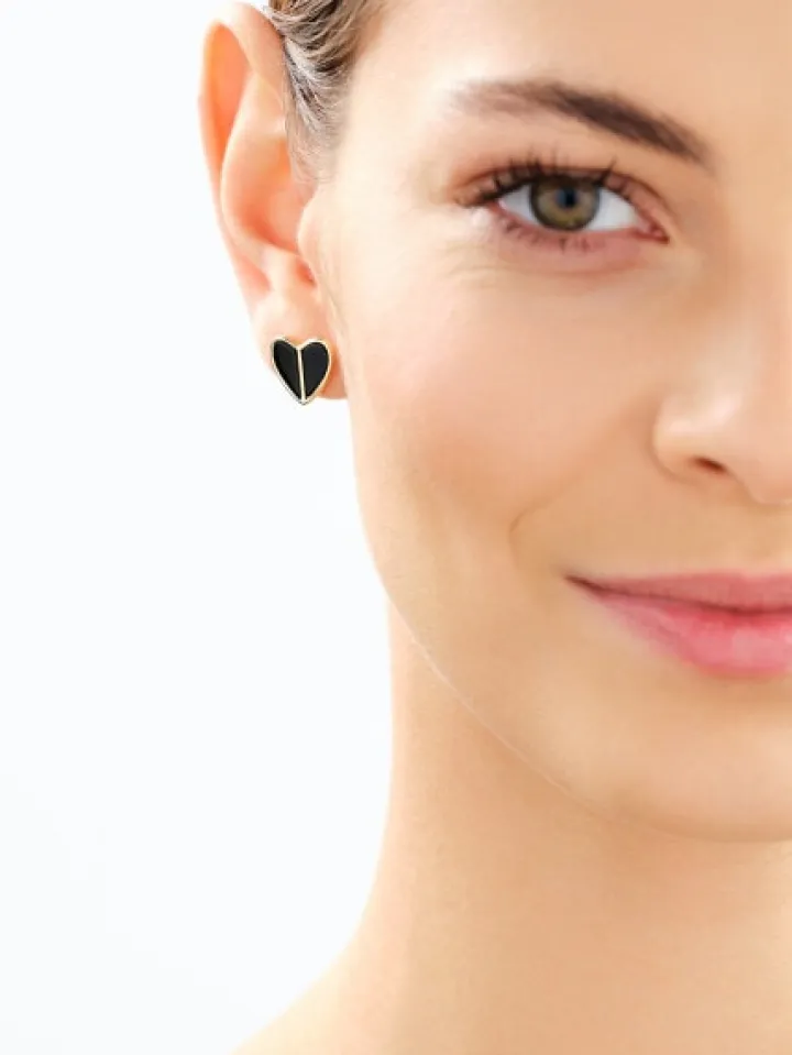 Kolczyki z mosiądzu pozłacane z agatami- serca